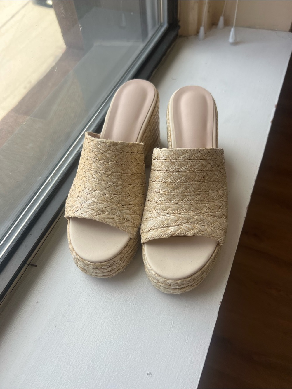 Woven Espadrille Platform Slide - Natural